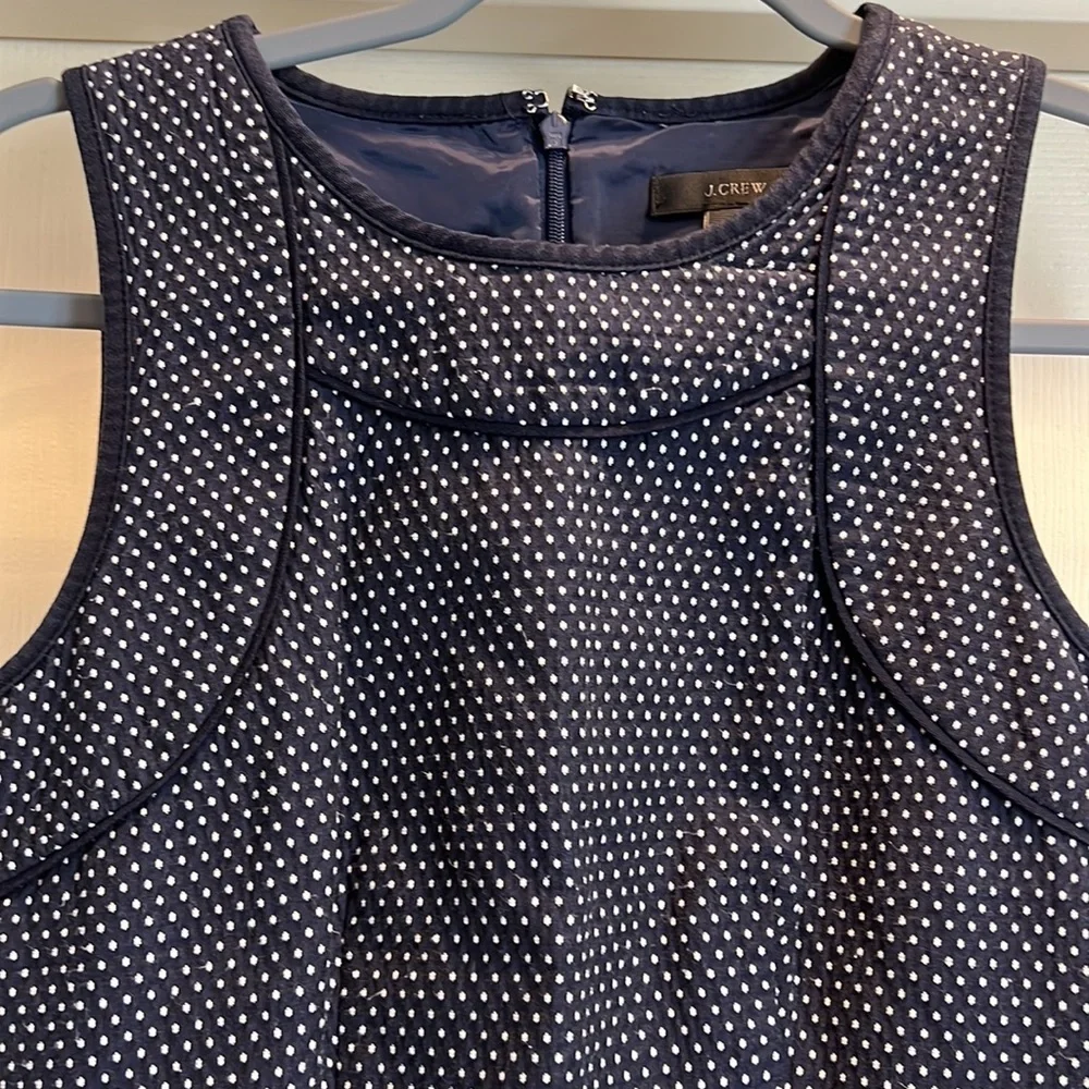 J. Crew Navy Mini Sheath Dress with White Microdots